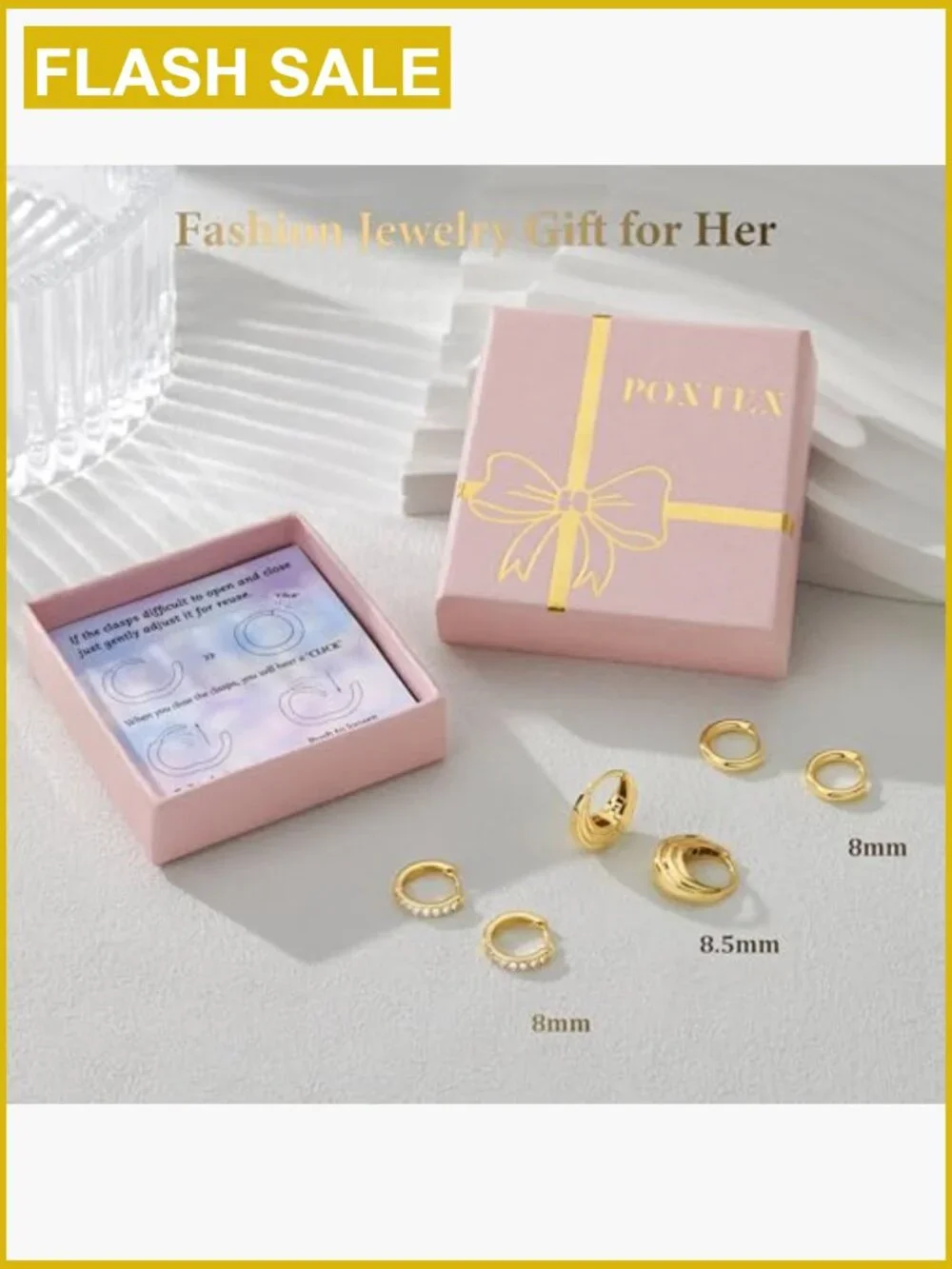 Sterling Silver Huggie Hoop Earrings Set, Hypoallergenic 14K Gold Plated